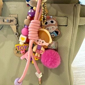 Cute Colorful Bag charm with doll & pom